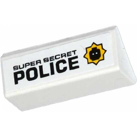 Slope 45 2 x 4 Double with Black 'SUPER SECRET POLICE 'and Minifigure Head Badge on Right Pattern (Sticker) - Set 70802