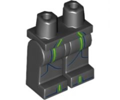 Hips and Legs with Bright Green, Lime and Dark Blue Lines Pattern