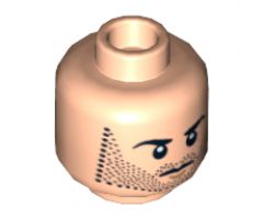 Minifigure, Head Dual Sided LotR Beard Stubble, Calm / Battle Rage Pattern (Kili) - Hollow Stud