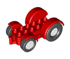 Duplo, Vehicle Car Base 2 x 6 Tractor with Mudguards and White Wheels with Black Tires