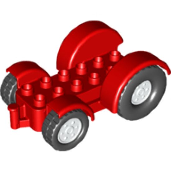 Duplo, Vehicle Car Base 2 x 6 Tractor with Mudguards and White Wheels with Black Tires