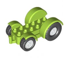 Duplo, Vehicle Car Base 2 x 6 Tractor with Mudguards and White Wheels with Black Tires