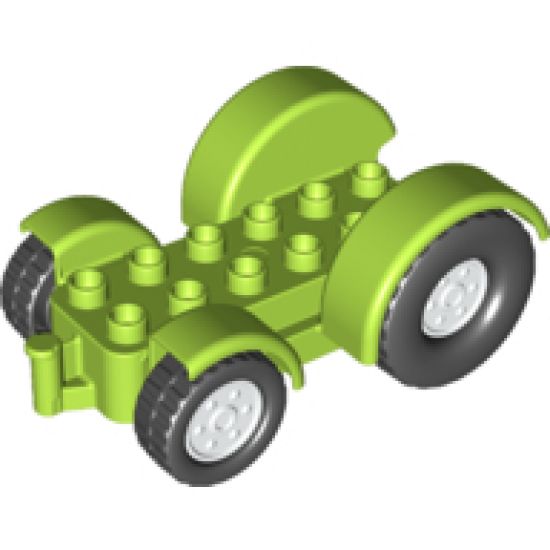 Duplo, Vehicle Car Base 2 x 6 Tractor with Mudguards and White Wheels with Black Tires