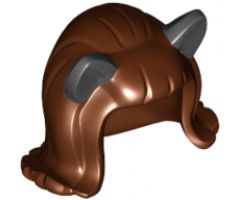 Minifigure, Hair Female Mid-Length Flipped Ends, Short Bangs, with Black Cat Ears Pattern