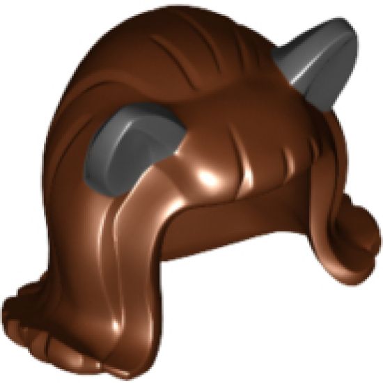 Minifigure, Hair Female Mid-Length Flipped Ends, Short Bangs, with Black Cat Ears Pattern