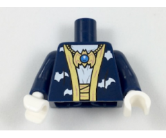 Torso Batman Robe with Gold Hems and White Bats over White Shirt with Gold Bat Amulet and Sash Pattern / Dark Blue Arms / White Hands