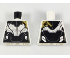 Torso Female Armor, Black Collar and Midriff, Silver Contours, Pearl Gold Left Shoulder Pattern