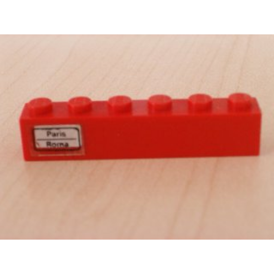 Brick 1 x 6 with 'Paris - Roma' Left Pattern (Sticker) - Set 7740
