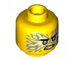Minifigure, Head Dual Sided Reddish Brown Eyebrows, White Pupils, Lopsided Smile / Black Eyebrows, Flat Silver Eyes, Energy, Angry Pattern (Jay) - Hollow Stud