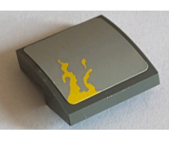Slope, Curved 2 x 2 with Yellow Dirt Stains on Light Bluish Gray Background Pattern Model Right Side (Sticker) - Set 75060