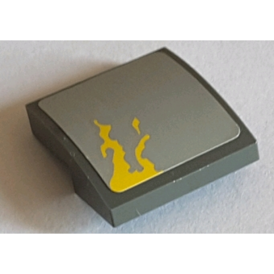 Slope, Curved 2 x 2 with Yellow Dirt Stains on Light Bluish Gray Background Pattern Model Right Side (Sticker) - Set 75060