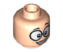Minifigure, Head Dual Sided Female Black Eyebrows, Glasses Large, Skeptical / Smile With Teeth Pattern (Edna Mode) - Hollow Stud