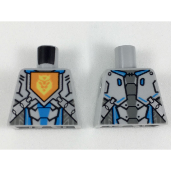 Torso with Orange Emblem with Yellow Crowned Lion, Armor with Silver and Dark Azure Panels Pattern