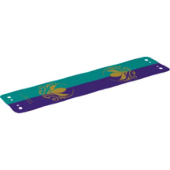 Plastic Canopy with Purple and Dark Turquoise Stripes and Arendelle Crest Pattern