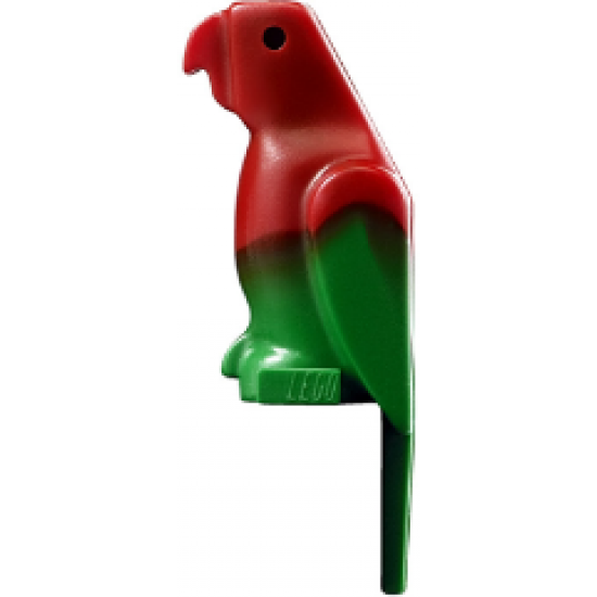 Animal, Air Bird Parrot First Version with Small Beak with Marbled Red Pattern