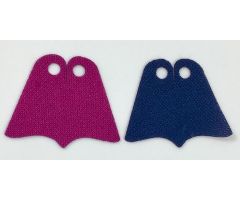 Mini Doll, Body Wear Cape Cloth, Friends, Center and Side Points at Bottom, Short with 2 Small Top Holes and Magenta and Dark Blue Sides Pattern