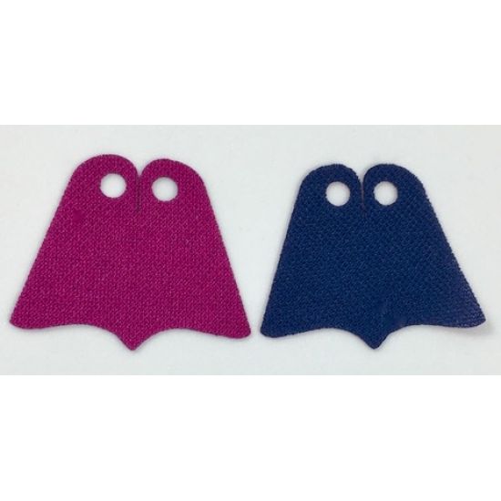 Mini Doll, Body Wear Cape Cloth, Friends, Center and Side Points at Bottom, Short with 2 Small Top Holes and Magenta and Dark Blue Sides Pattern