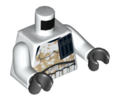 Torso SW Armor Stormtrooper, Narrow Black Ammo Pouch and Tan Dirt Stains Pattern / White Arms / Black Hands