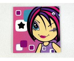 Clikits Paper, Insert 4 x 4 for Frame clikits011, 'Star' Winking with Pink Background