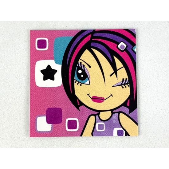 Clikits Paper, Insert 4 x 4 for Frame clikits011, 'Star' Winking with Pink Background