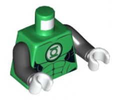 Torso Muscles Outline with Green Lantern Logo on White Background Pattern / Black Arms / White Hands