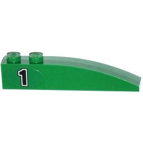 Slope, Curved 6 x 1 with Black Number 1 Pattern Model Left Side (Sticker) - Set 60053