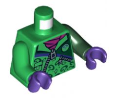 Torso Batman Zipper Jacket with Question Marks and Dark Purple Scarf Pattern / Dark Green Arm Left / Green Arm Right / Dark Purple Hands