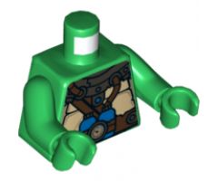 Torso Turtle Shell with Gauge and Blue Diving Bottles Pattern / Green Arms / Green Hands