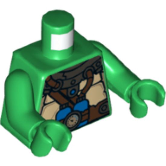 Torso Turtle Shell with Gauge and Blue Diving Bottles Pattern / Green Arms / Green Hands