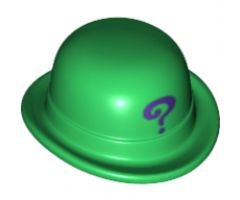 Minifigure, Headgear Hat, Bowler with Purple Question Mark Pattern