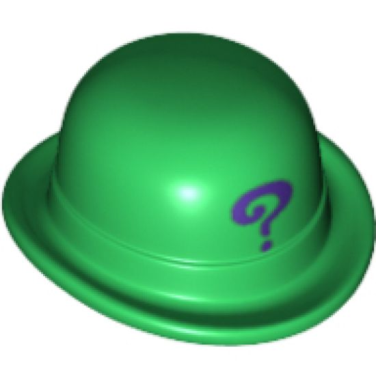 Minifigure, Headgear Hat, Bowler with Purple Question Mark Pattern
