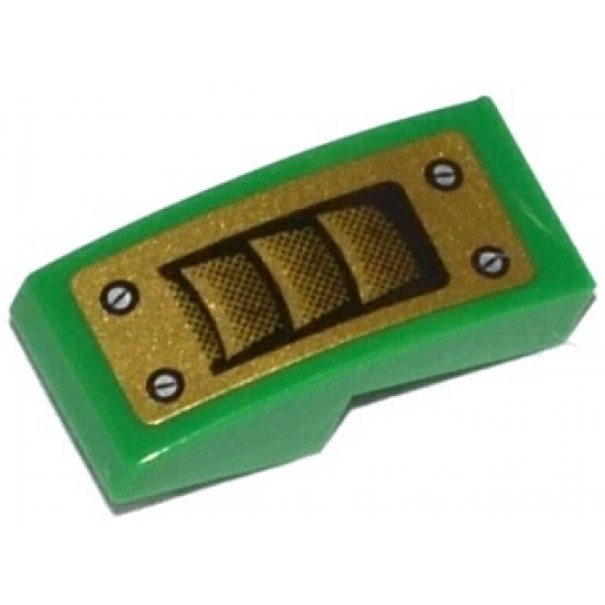 Slope, Curved 2 x 1 with Gold Air Vent and 4 Screws Pattern (Sticker) - Set 70722