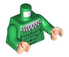 Torso with White Feather Collar, Black Vertical Stripes and Muscles Outline Pattern / Green Arms / Light Nougat Hands