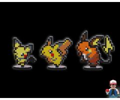 Pichu, Pikachu & Raichu - Pixel Art Display