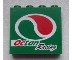 Panel 1 x 4 x 3 with Side Supports - Hollow Studs with Octan Logo and 'Octan Racing' Pattern Model Right Side (Sticker) - Set 60025