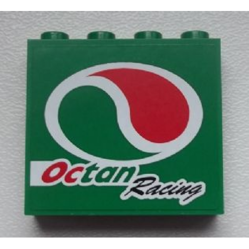 Panel 1 x 4 x 3 with Side Supports - Hollow Studs with Octan Logo and 'Octan Racing' Pattern Model Right Side (Sticker) - Set 60025