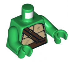 Torso Turtle Shell with Dark Brown Horizontal and Diagonal Belt Pattern / Green Arms / Green Hands