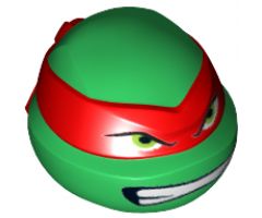 Minifigure, Head, Modified Ninja Turtle with Red Mask and Teeth Pattern (Raphael)