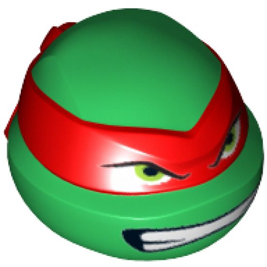 Minifigure, Head, Modified Ninja Turtle with Red Mask and Teeth Pattern (Raphael)