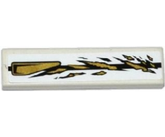 Tile 1 x 4 with Black Stripe, Gold Air Intake and Spatters Pattern Model Right Side (Sticker) - Set 70725