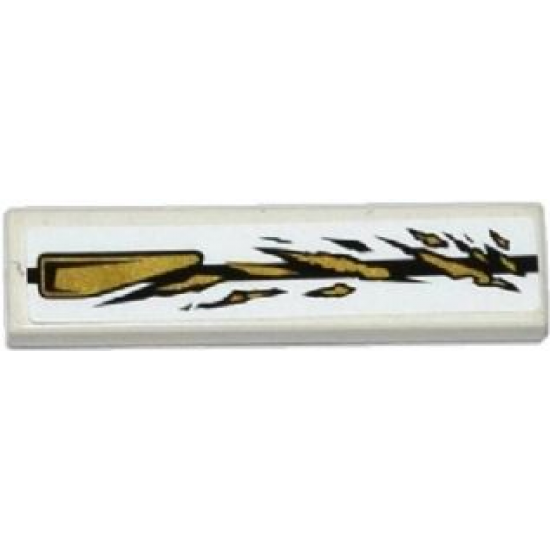 Tile 1 x 4 with Black Stripe, Gold Air Intake and Spatters Pattern Model Right Side (Sticker) - Set 70725