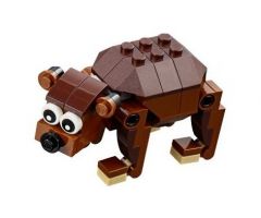 Bear with Black Eyes with Pupils Pattern and Reddish Brown Round Plate Ears - Brick Built