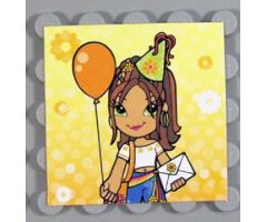 Clikits Paper, Insert 4 x 4 for Frame clikits011, 'Daisy' holding a Card and a Balloon
