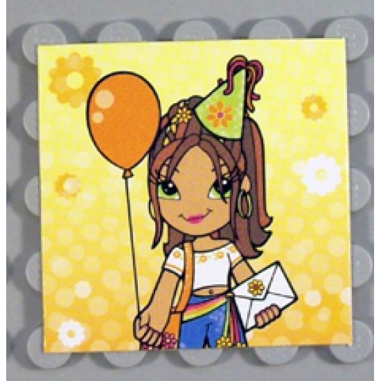 Clikits Paper, Insert 4 x 4 for Frame clikits011, 'Daisy' holding a Card and a Balloon