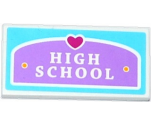 Tile 2 x 4 with Heart and 'HIGH SCHOOL' Plaque Pattern (Sticker) - Set 41005