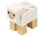 Minecraft Sheep, White, Brick 2 x 2 on Back - Brick Built