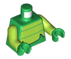 Torso Lime Chest Panel with 2 Thin Stripes Pattern (Scorpion) / Lime Arms / Green Hands