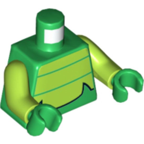 Torso Lime Chest Panel with 2 Thin Stripes Pattern (Scorpion) / Lime Arms / Green Hands