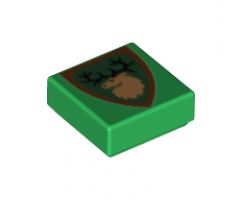 Tile 1 x 1 with Shield Triangular with Forestmen Elk / Deer Head Pattern