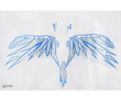 Plastic Wings with White, Gray, and Blue Lightning on Transparent Background Pattern